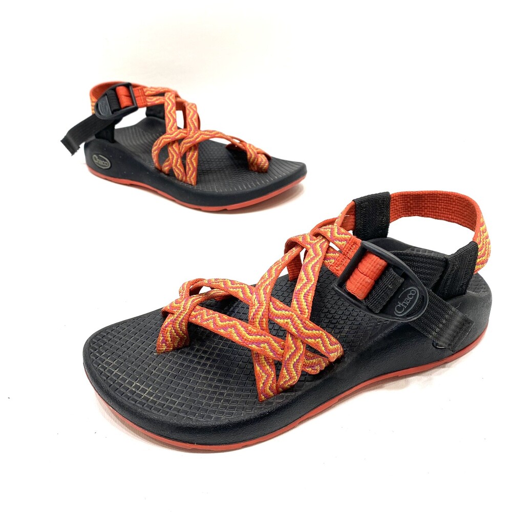 chaco womens stappy hiking/trail sandals red/yellow size 5